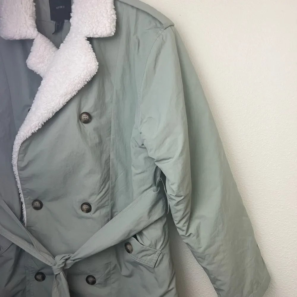 Forever 21 Double-Breasted Belted Trench Coat M - Picture 6 of 8